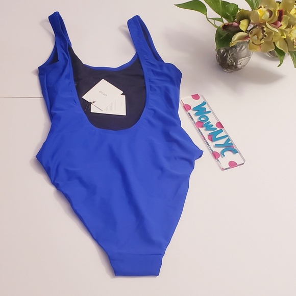 $150 NWT Anthro x ONIA One Piece Dark Blue Kelly SMALL High Cut Leg Classic Fit - Picture 5 of 12